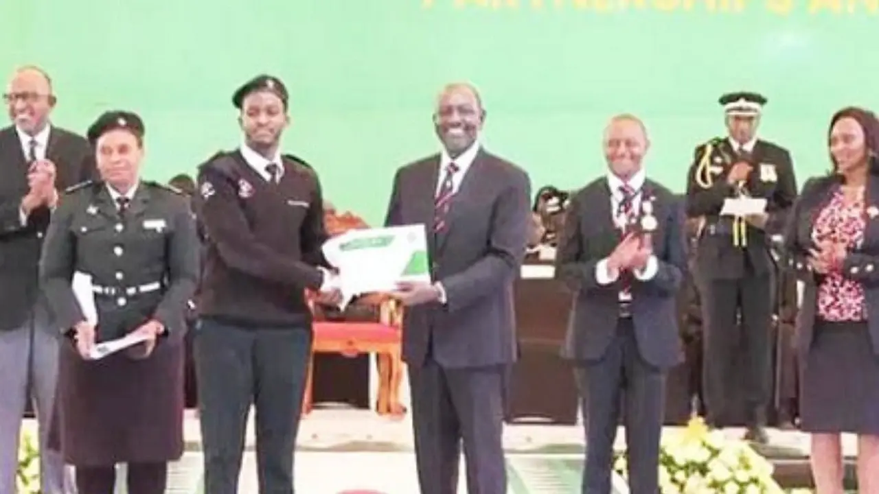 A Hospital Hill student receiving an award at a national ceremony